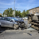 Aftermath of fatal car accident with overturned truck Aftermath of fatal car accident with overturned truck