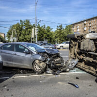 Aftermath of fatal car accident with overturned truck Aftermath of fatal car accident with overturned truck