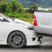 The aftermath of a fender bender accident The aftermath of a fender bender accident